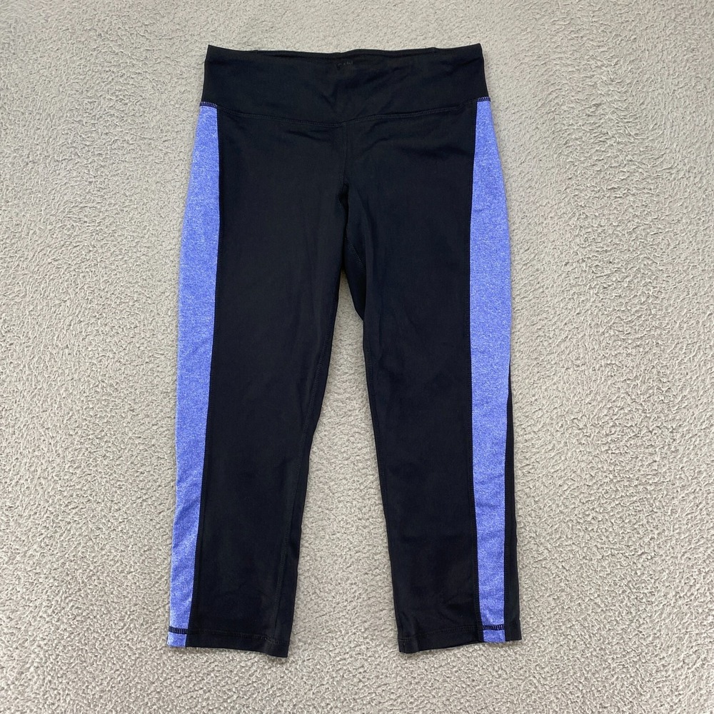 Cabi Leggings Womens XS Capri Workout Gym Stretchy Black Purple Colorblock